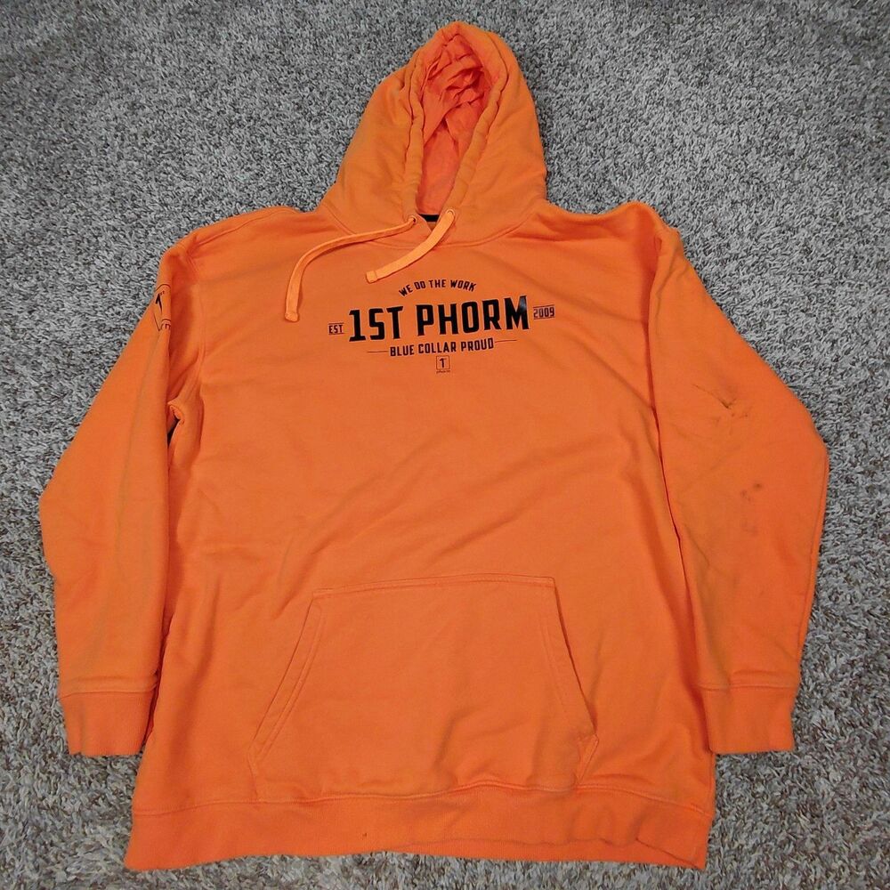 1st Phorm Hoodie Mens Xl XXL Orange Athletic Sweatshirt Pullover Gym Workout